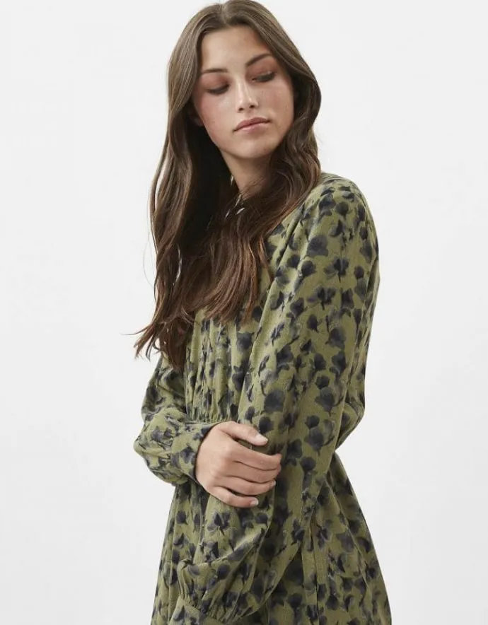 Vestido corto verde oliva oscuro